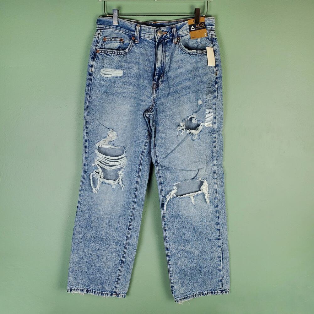 Aeropostale Premium Air 90s Mid-Rise Skater Slouchy Ripped Jeans Size 8